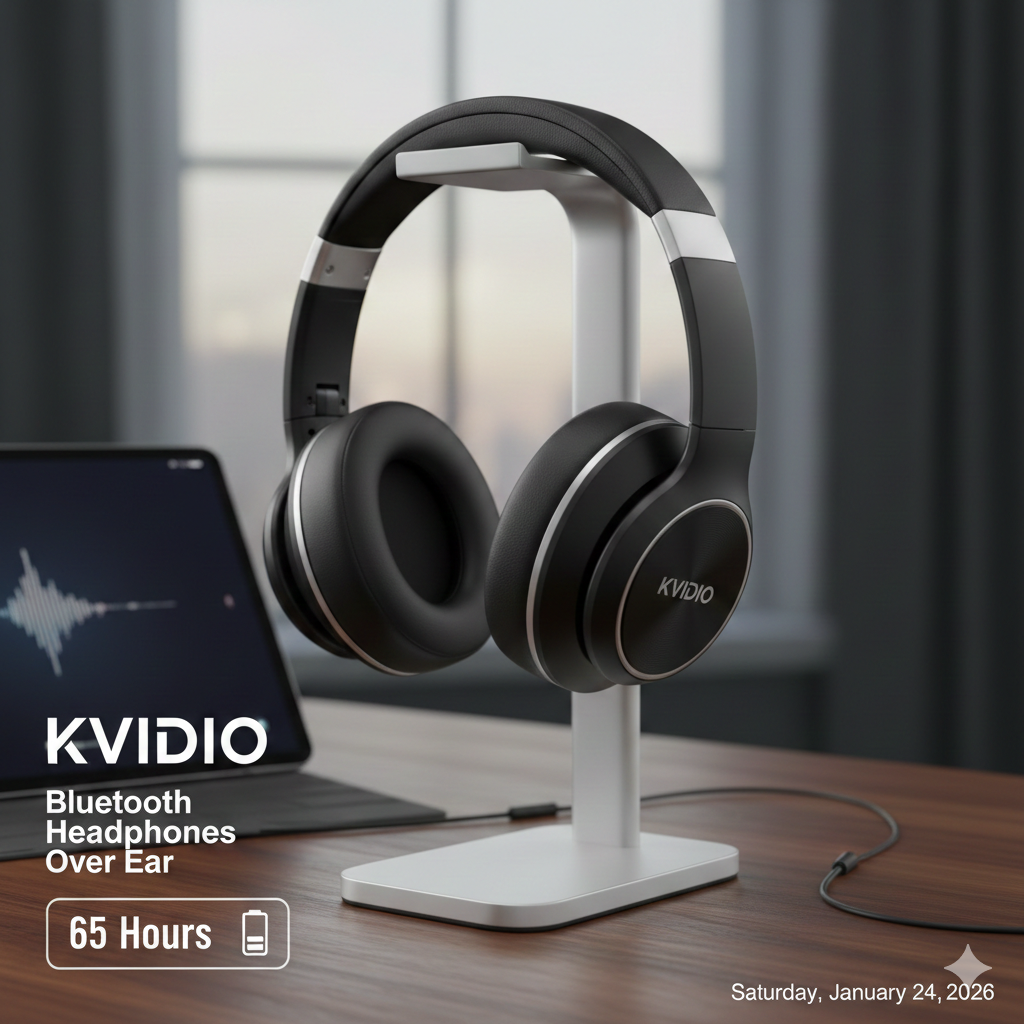 KVIDIO Bluetooth Headphones Over Ear, 65 Hours
